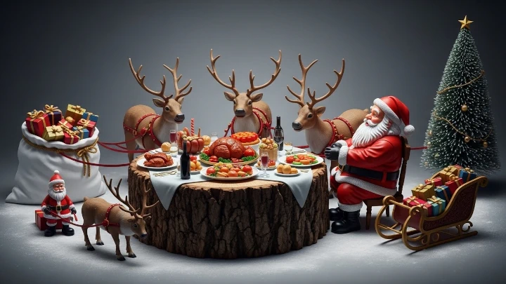 サンタとトナカイのクリスマスディナー