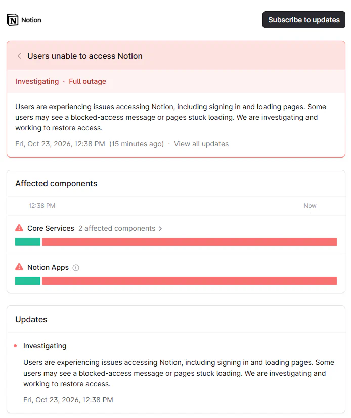 Users unable to access Notion